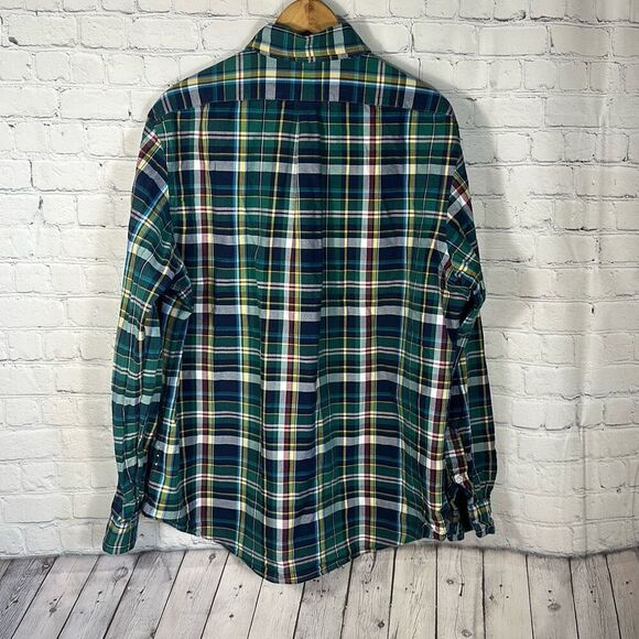 Ralph Lauren  Shirt Mens XL Blue Green Plaid Button Up Flesh Color Pony - Picture 4 of 7